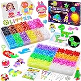 Bügelperlen Fuse Beads Kit, Glitzer Bügelperlen 5 mm Nachfüllset Steckperlen Leuchtend im Dunkeln, Bastelperlen Set Kindern mit Stiftplatte, Bügelpapier, Pinzette, DIY-Perlen Geschenk für Kinder