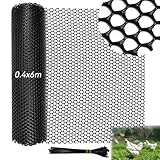 Huucozn Kunststoffzaun Schwarz Kunststoff zaun garten 6M Rasengitter Begrenzungszaun Kaninchendraht 40cm hoch Maulwurfgitter Hochbeet Rasenschutzgitter Kunststoffgitter stabil Fences für Balkon Garten