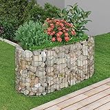 WKIEQACO Haus & Garten, Möbel-Gabion Hochbeet, verzinktes Eisen, 120 x 50 x 50 cm