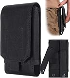 Cordura Tasche für Samsung Galaxy S22 Ultra Note 10/20 Ultra S21 Plus Universal Army Molle Gürtelschlaufe Holster Hülle mit Haken & Schlaufen Verschluss Schwarz