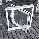 Fenster Drehbares Kleines Fenster mit Verriegelung für Badezimmerfenster, Schuppenfenster mit Aluminiumrahmen und Milchglas, Modernes Ersatzfenster für Café(50x12in/110x30cm)