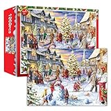 AWAVM Adventskalender 2023 Weihnachtspuzzle, Weihnachts-Adventskalender, Puzzle, 1000 Teile, Weihnachtsgeschenke für Erwachsene und Kinder, Countdown bis Weihnachten, Heimdekoration