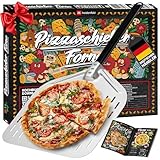 Heidenfeld Premium Pizzaschieber Forno | Pizzaschaufel perforiert - Große Fläche 31.0 x 30.0 cm - Schieber für Pizzastein - Griff ergonomisch 31.0 cm - Pizza Zubehör - Pizzapfanne (Forno 12 Zoll)