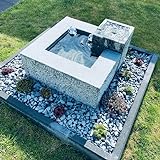 IDYL Granit-Skulptur Wasserbecken 2er | 75x75x30 cm | Wasserbecken aus Granit-Stein handgefertigt |Stilvolle Garten-Dekoration | Hochwertiges Kunsthandwerk | Wetterfest |