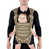 Kaela® Babytrage im taktischen Stil – Babytrage für Herren – Ausrüstung für Papa zum Tragen von Säuglingen, Kindern oder Kleinkindern auf Outdoor-Abenteuern – volle Mobilität für aktiven Vater (Tan)