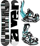 Raven Snowboard Set: Snowboard Supr Black/Mint + Bindung FT360 (FT360 Mint, 148cm + Bindung S)