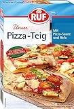 RUF veganer Pizza-Teig, Grundmischung für einen Hefe-Teig, Mischung für eine Pizza-Sauce enthalten, für den Pizzastein geeignet, 10er Pack, 10 x 315g