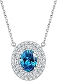 NTALJC Sterling Silber Anhänger Oval Cubic Zirkonias Anhänger Zwölf Sternbirnengeburtsstein Schmuck für Mädchen
