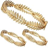 meekoo 3 Stück Römischer Lorbeerkranz Gold Krone Blatt Stirnband Griechisch Kopfbedeckung Blatt Kopfschmuck Toga Kostüm Stirnband für Frauen Männer Mädchen Party Deko Hochzeit Braut Zubehör