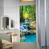 murimage Türtapete Wasserfall 86 x 200 cm inklusive Kleister Wald Fluß Tapete Dschungel Thailand Asien Tropen Tropisch Tapete Fototapete
