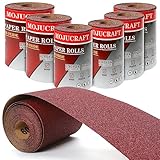 Mojucraft schleifpapier rolle，6 Schleifpapierrollen set 93 mm x 5 mm Schleifrollen Körnung 40/60/80/120/180/240 Schleifrollen zum Schleifen von Holz Metall Stahl Edelstahl