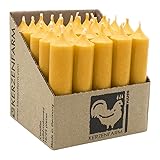 luterna Stabkerzen aus Paraffin, 100/22 mm, Gelb, KERZENFARM HAHN, Brenndauer ca. 4h, 25 Stück pro Verpackung