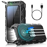 Togaga Powerbank Solar : 26800mah Power Bank 22.5W USB C Wireless Solar Ladegerät mit 7 Outputs & Taschenlampe, Outdoor Externer Akku Kompatibel mit Smartphone