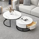 Modernes Schiefer-Marmor-Couchtisch-Set mit versteckter Schublade, stilvolle Ergänzung für Wohn- und Schlafzimmer-Dekor.