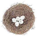 SEIWEI Rattan Vogelnest Künstliche Vogel Nest mit Eier...