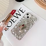 Yhsvie Glitzer Hülle für iPhone 11 Handyhülle mit Spiegel Make-up Mädchen Bling Diamant Case Kratzfest Stoßfeste TPU Schutzhülle iPhone 11 Frauen Glänzend Kirstall Cover-Blumen