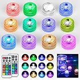 daphomeu Mini LED Lichter, RGB Lampe Wasserdicht 12pcs,...