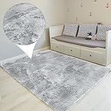Amazinggirl Hochflor Teppich wohnzimmerteppich Langflor 200 x 300 cm - Teppiche für Wohnzimmer flauschig Shaggy Schlafzimmer Bettvorleger Outdoor Carpet Grau – Weiß