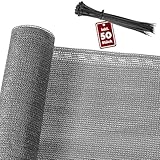 DETEX® Balkon Sichtschutz 1,4 x 10m Wetterfest inkl. 50 Kabelbinder Balkonbespannung Leicht Transparent 85% Schattierwirkung UV-Beständig Garten Schattiernetz Anthrazit