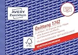 AVERY Zweckform 1742 Quittungsblock Kleinunternehmer (A6 quer, 2x40 Blatt, mit Durchschlag, fälschungssicher, ohne MwSt., für Deutschland und Österreich) weiß/gelb