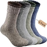 Annsuki Thermosocken Herren,5Paar Dicke Wintersocken Warme Socken,Flauschige Wollsocken Thermo Socken Männer, Atmungsaktiv Warm Merino Winter für Outdoor Wandersocken Lauf Skisocken 47-50