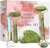 Gua Sha Stone Jade Roller - Facial Roller Facial Massage Face Roller Face Massager Rose Quartz Roller Skincare Set Guasha Stone Massage Roller Comb Massager Ice Roller Face Facial Stone