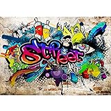 Runa Art Fototapete Graffiti Streetart 352 x 250 cm Vlies Tapeten XXL Moderne Wandtapete Wohnzimmer Schlafzimmer Bunt 9218011b