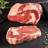 WURSTBARON 4x Rib-Eye Steak aus deutscher, kontrollierter Herkunft - Entrecôte vom Jungbullen - Premium Rind-Fleisch - 4 Rinder Steaks - 1,4 kg