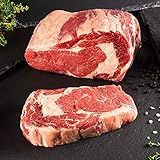 WURSTBARON 4x Rib-Eye Steak aus deutscher, kontrollierter Herkunft - Entrecôte vom Jungbullen - Premium Rind-Fleisch - 4 Rinder Steaks - 1,4 kg