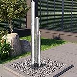 Gecheer Pool-Fontäne Gartenbrunnen Springbrunnen Zierbrunnen Wasserfall Wasserspiel Brunnen für Garten Terrasse Balkon Silbern 48x34x153 cm Edelstahl