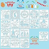 16 Stück Schablonen Ostern, Ostern Basteln, Kunststoff Zeichnung Malerei Schablone für Kinder, Ostern Schablonen Set, Ostern Deko, Schablone Ostern DIY Scrapbooking, Ostergeschenke