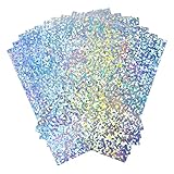 A4 Holografische Glasscherben Karte 250gsm 297 mm x 210 mm Metallic Silber Glasscherben Kartonfolie Papier für Kunst und Handwerk Scrapbooking Schimmernde hochglanzpolierte glänzende Blätter(10 Blatt)