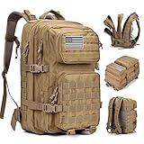 Oreunik Militär Rucksack Herren,45L Wasserdicht Taktischer Bundeswehr Rucksack Molle Rucksäcke Survival Backpack für Wandern im Freien Trekking Camping Wandern Angel Reise Arbeit(Khaki)