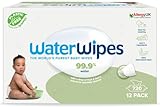 WaterWipes plastikfreie, texturierte Reinigungstücher für Kleinkinder & Babys, 720 Stück (12 Packungen), 99,9 % wasserbasierte Reinigungstücher, unparfümiert für empfindliche Haut