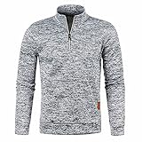 Herren Pullover mit halbem Reißverschluss, Rollkragenpullover, einfarbig, mit Fleece gefüttert, Sweatshirt, langärmelig, für Herbst und Winter, schmaler Reißverschluss, Golfpullover, warmer Mantel für