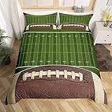 Fußball-Bettwäsche, Bettbezug-Set aus weich gebürsteter Mikrofaser, Bettbezüge mit Reißverschluss und 2 Kissenbezüge 200 x 200 cm