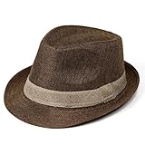 Strohhut für Herren, Fedora-Hut, Trilby-Hut, Sonnenhut, Panamahut, Wolle, Stroh, Strandhut, Eimer, aufrollbarer Strohhut, Kaffee, L/XL