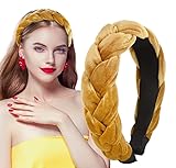 Haarband Geflochten,Samt Geflochtenes Stirnband,Haarreifen Damen Breit,Vintage Gepolsterte Haarreifen für Frauen für Damen und Mädchen (schwarz)