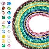 Spritewelry Runde Glasperlen, 20 Farben, facettierte Kristallperlen, bunt, lose Abstandshalter, kleine Glasperlen für selbstgemachte Sonnenfänger, Armbänder, Halsketten, Ohrringe, Schmuckherstellung