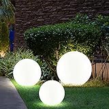 etc-shop 3er Set LED Solar Außen Leuchten Balkon Beleuchtung Garten Deko Steck Lampen Kugeln weiß 15 und 25 cm
