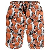 visesunny Herren Badehose Schwimmen Strand Surfen Board Shorts Bademode schnell trocknendes Netzfutter Badeanzüge mit Taschen, Cartoon-Fisch, L