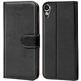 Verco Desire 10 Lifestyle Hülle, Handyhülle für HTC Desire 10 Lifestyle Tasche PU Leder Flip Case Brieftasche - Schwarz
