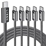 LISEN Typ C Ladekabel, [5er-Pack, 6,6FT] USB-C auf USB-C Kabel, 60W C Typ Schnellladekabel für iPad Air 4/5, iPad Mini 6, iPad Pro 12.9/11, Samsung S23, Google Pixel, MacBook Air/Pro 2020