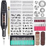 Uolor 108 Pcs Gravierwerkzeugsatz, Multifunktionaler Gravurstift DIY Drehwerkzeug für Schmuck Glas Holz Metall mit Anreißer, 82 Zubehör und 24 Schablonen