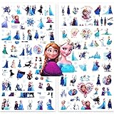 Tattoos Elsa Tattoo Kinder, 8 Blätter Frozen Kinder Temporäre Tattoo, Wasserdichte Kindertattoos Sticker Kinderaufkleber für Mädchen Geburtstags party Dekorationen Geburtstagsgeschenke Mitgebsel (8pc)