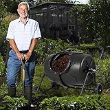 360° drehbarer Kompostbehälter mit Stahlständer für schnelles Kompostieren, große Gartenabfallbehälter für Gartenentlüftungslöcher im Lieferumfang enthalten