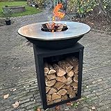 RJRoyal Living Plancha Grill Amigo Edelstahl grillplatte BBQ Feuerschale mit Feuerplatte Outdoor Küche Plancha-Platte 67Øx 92cm