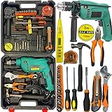 Retoo Bohrhammer set Werkzeug Set 33 teiliges, Werkzeugkoffer Gefüllt robust und hochwertig, Ideal für den Haushalt, Garage für Reparaturen und Wartungen in einem praktischen Werkzeugkoffer