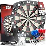 BULL CRAFT Dartscheibe Elektronisch – [ DER TURNIERSTANDARD ] – Profi E Dartscheibe Deutsch - Komplettset inkl. Dartpfeile, Elektronische Dartscheibe - Kabellos Nutzbar - Softdartscheibe