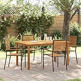 5-teiliges Garten Esszimmer Set Schwarz Polyrattan Akazie, Stapelbare Gartenstühle mit Kissen 2 Stück, Loungemöbel Set Essgruppe Sitzgruppe for Terrasse Hotel Loungebereich Restaurant3365517